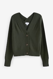 Khaki Green 100% Lambswool Cardigan - Image 5 of 6