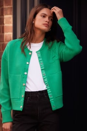 Bright Green Knitted Bomber Jacket Cardigan - Image 1 of 8