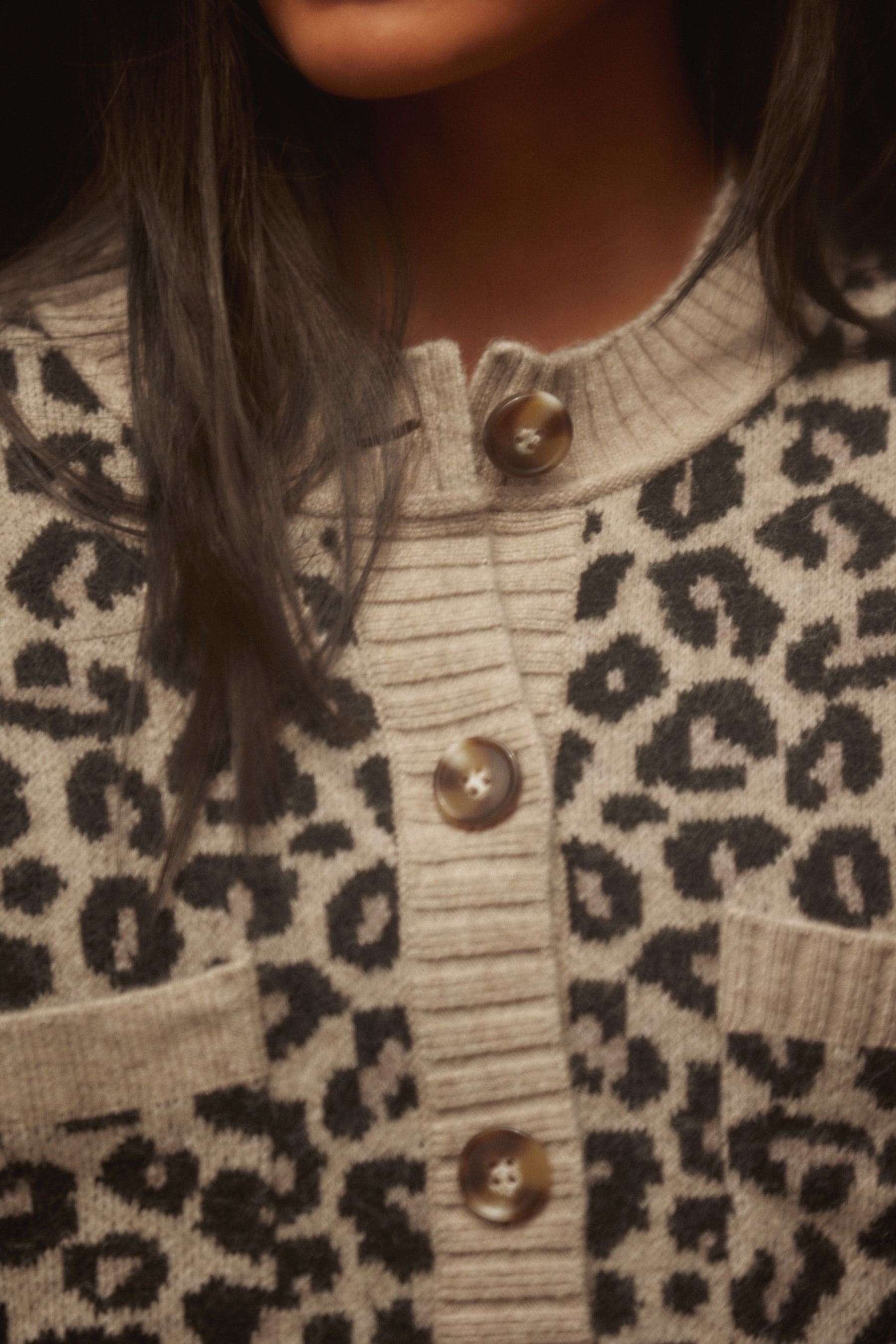 Buy Neutral Brown Leopard Animal Soft Touch Button Up Pocket Knitted Cardigan from the Next UK online shop