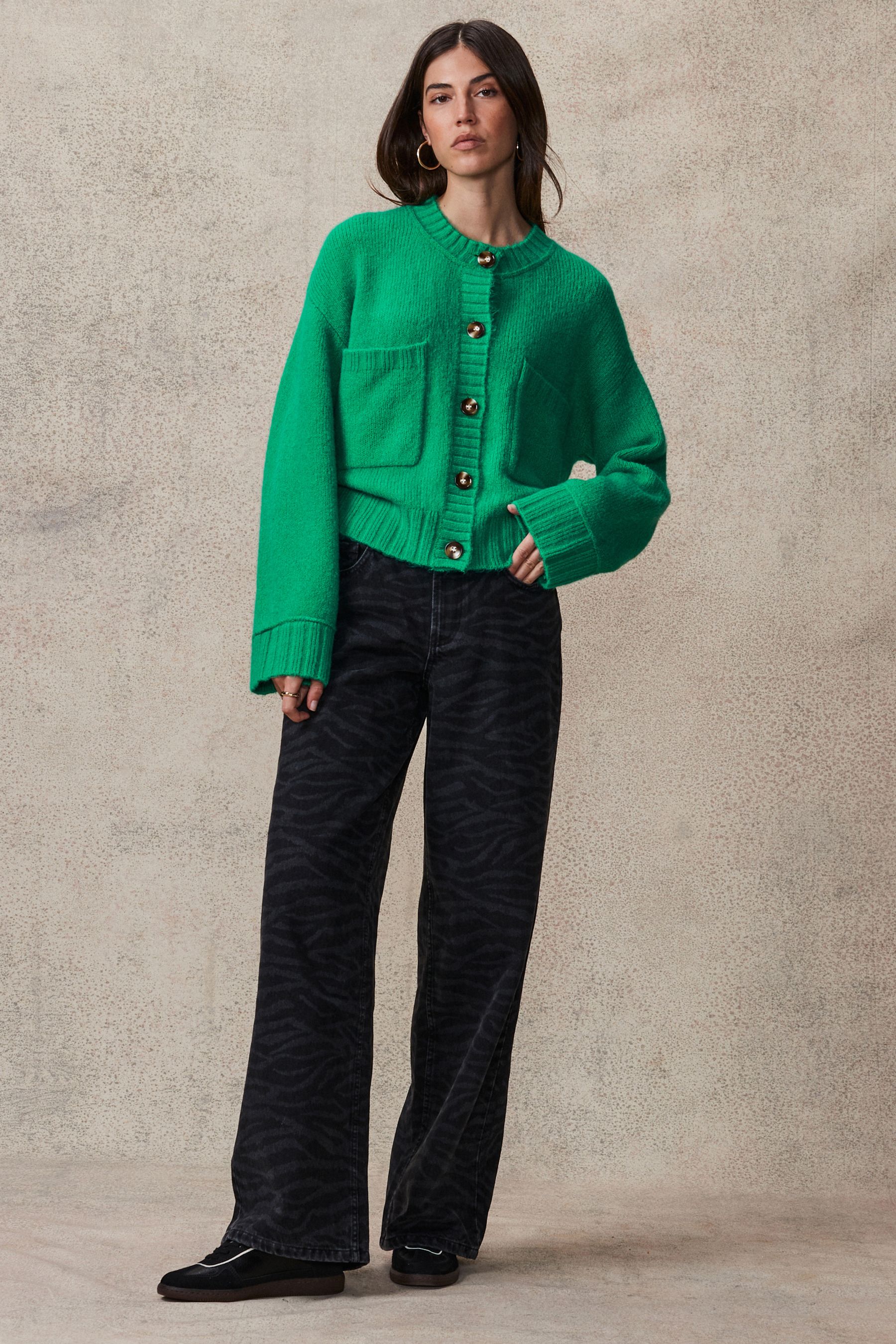 Buy Bright Green Soft Touch Button Up Pocket Knitted Cardigan from the Next UK online shop