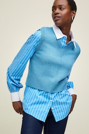 Blue Shirt Layer Knitted Jumper Vest Tank Top - Image 3 of 7