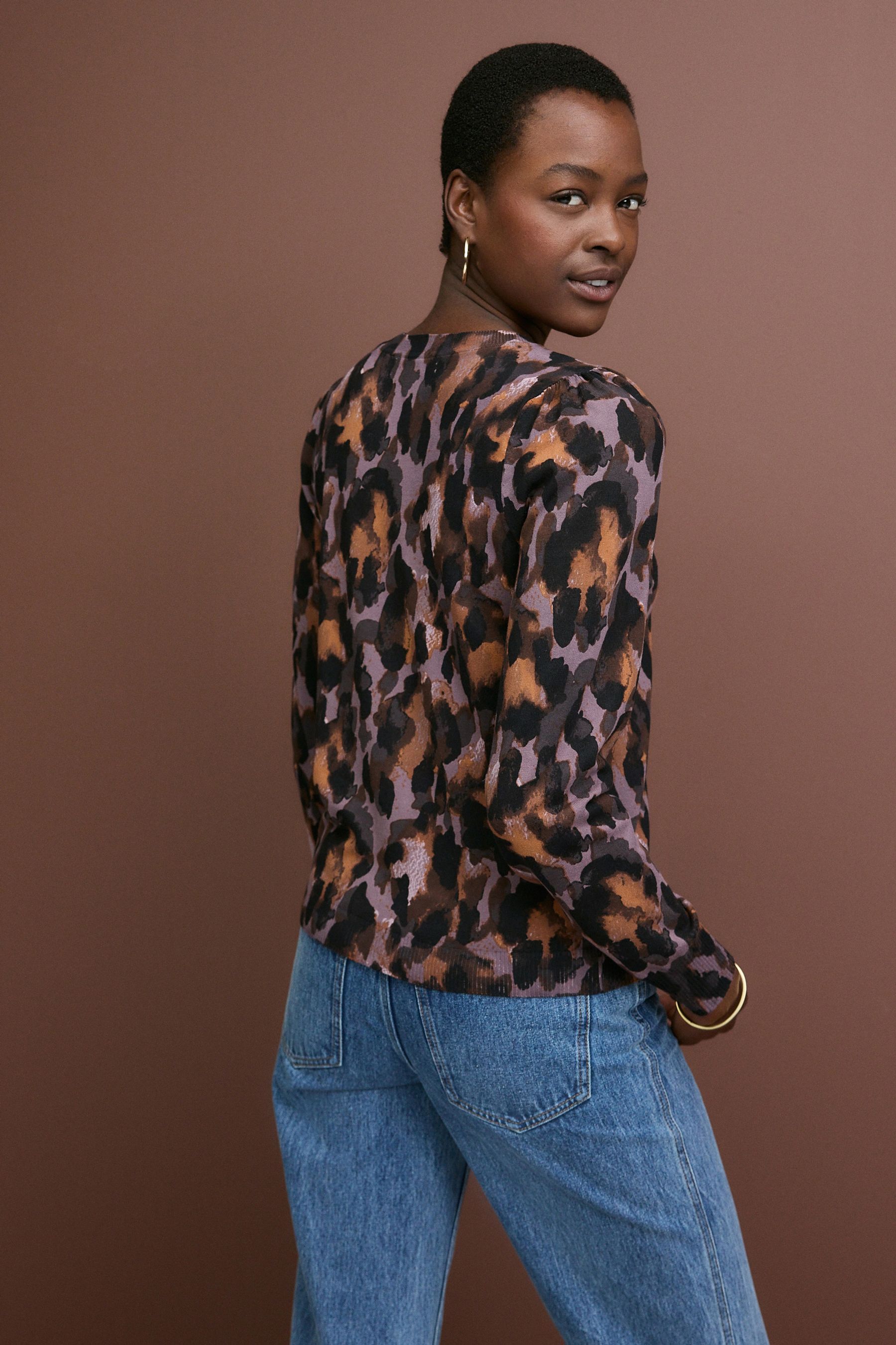 Buy Purple Leopard Animal Crew Neck Long Sleeve Printed Jumper from Next Czech Republic