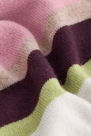 Neutral and Pink Stripe Premium 100% Lambswool Pattern Crew Neck Knitted Jumper - Image 7 of 7