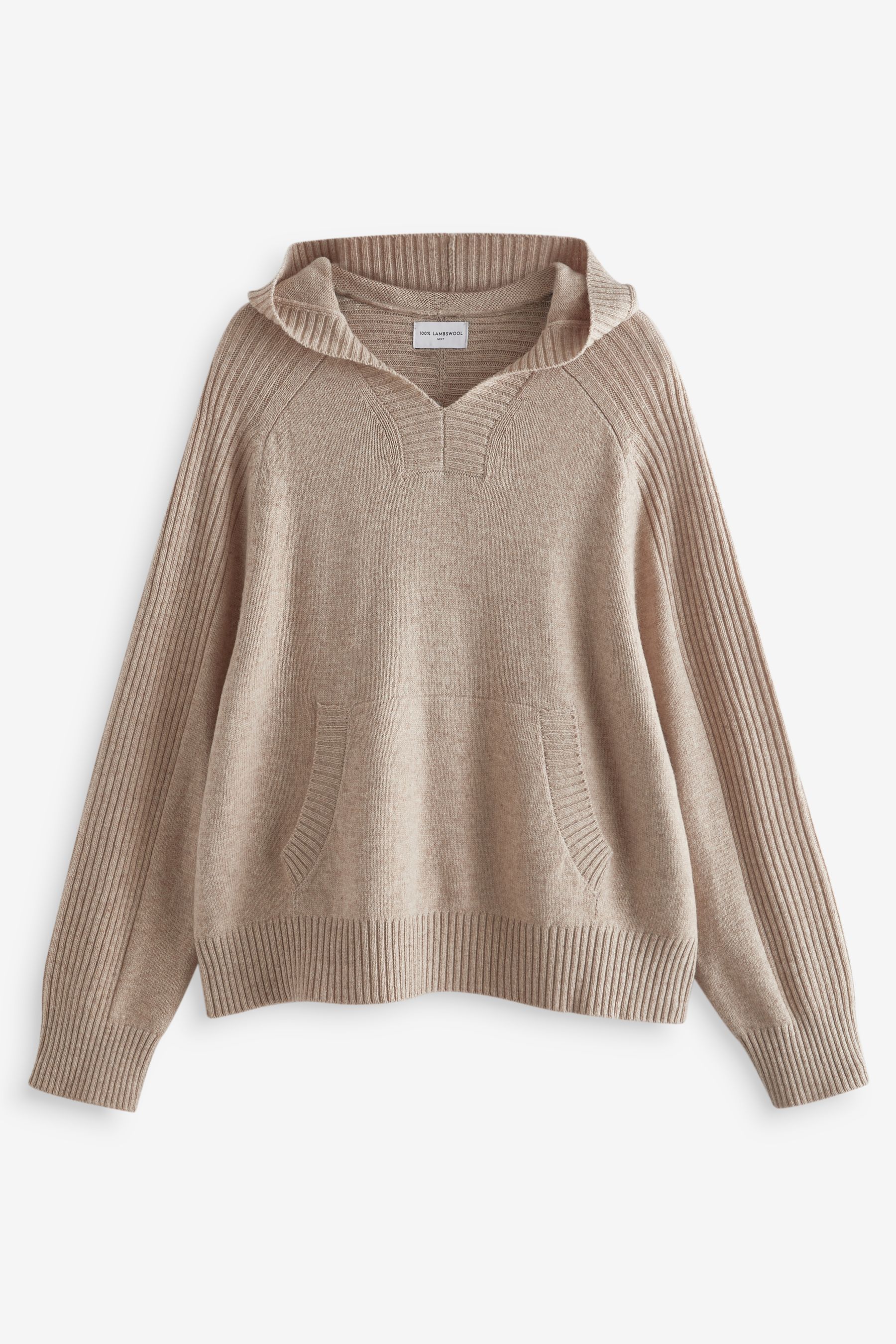 Buy Neutral 100 Lambswool Knitted Hoodie Jumper from the Next UK online shop