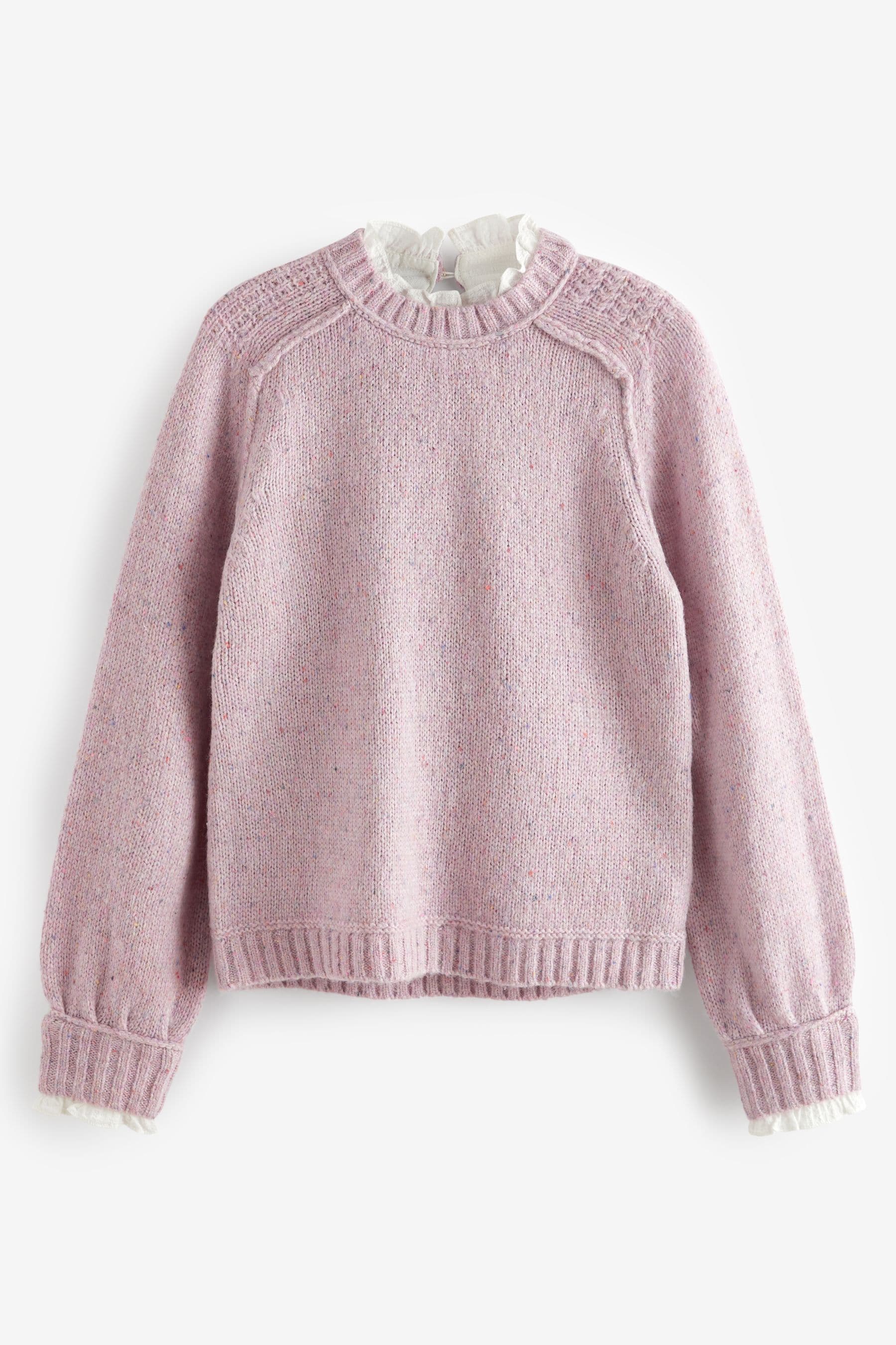 Buy Pink Ruffle Neck Knitted 100 Cotton Jumper from the Next UK online shop