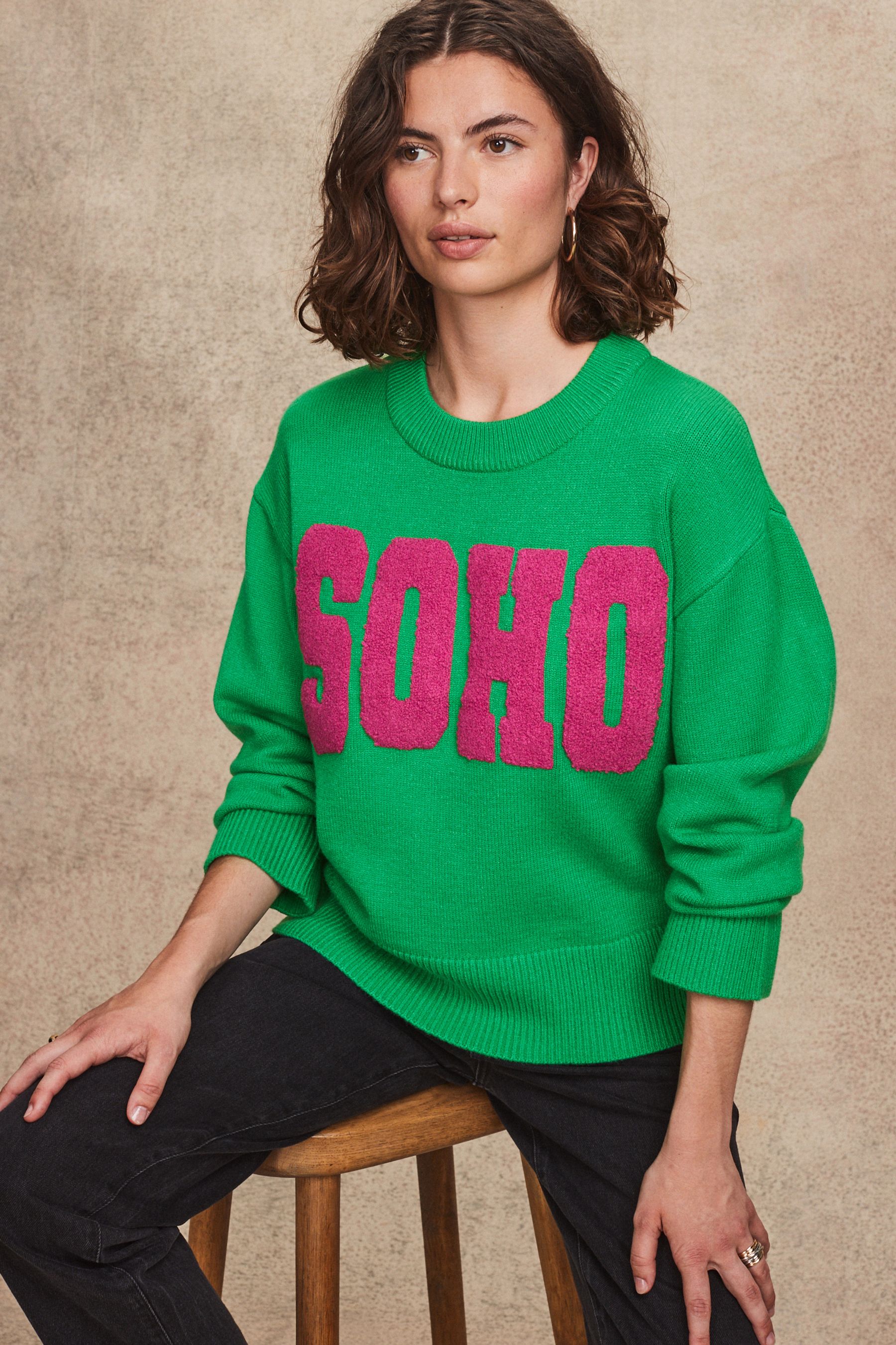 Graphic knit jumper deals