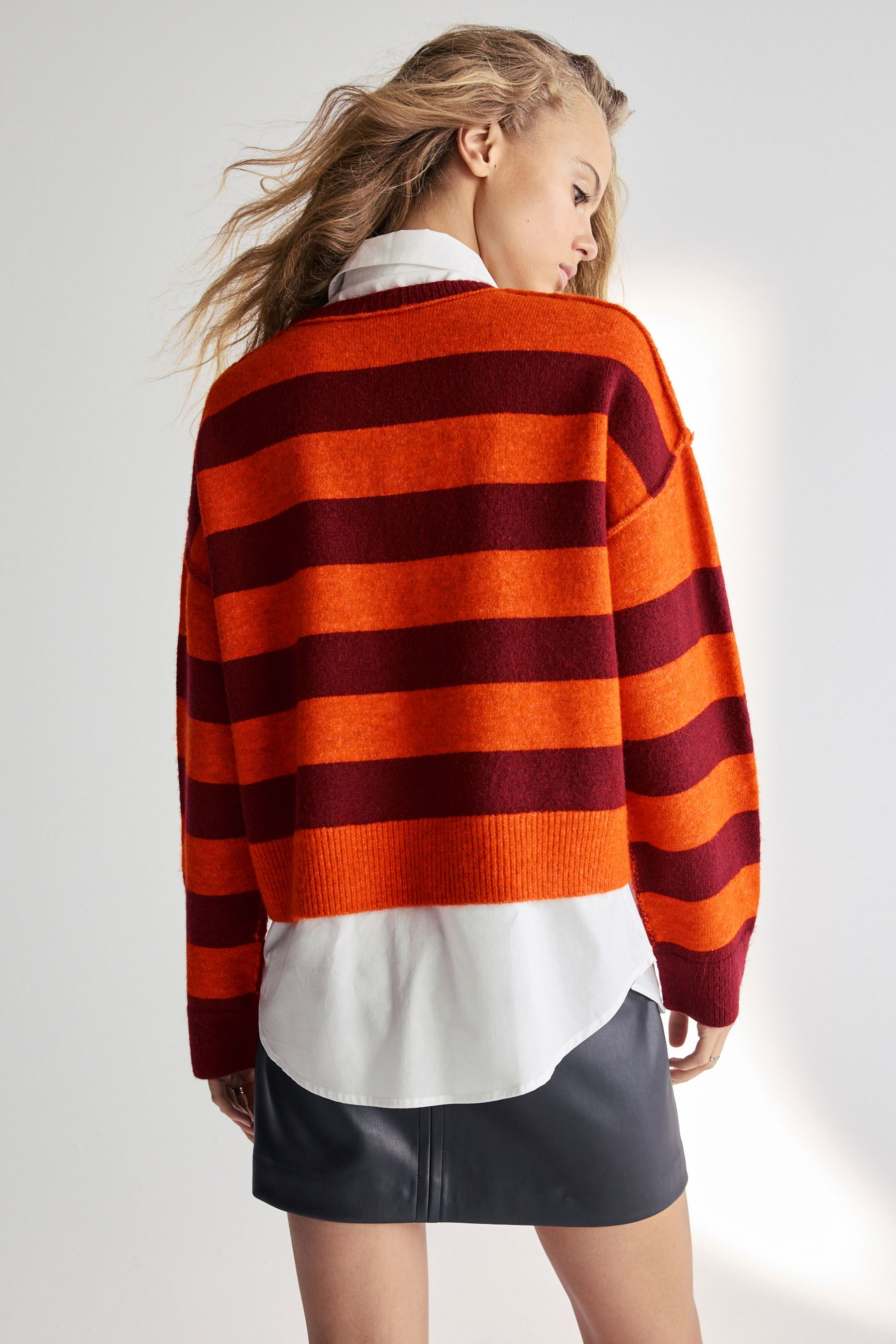 Buy Orange Stripe 2 in 1 Smart Shirt Layer Knitted 100 Cotton Jumper from the Next UK online shop
