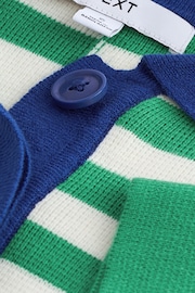 Green and White Stripe Long Sleeve Knitted Polo Top - Image 6 of 6