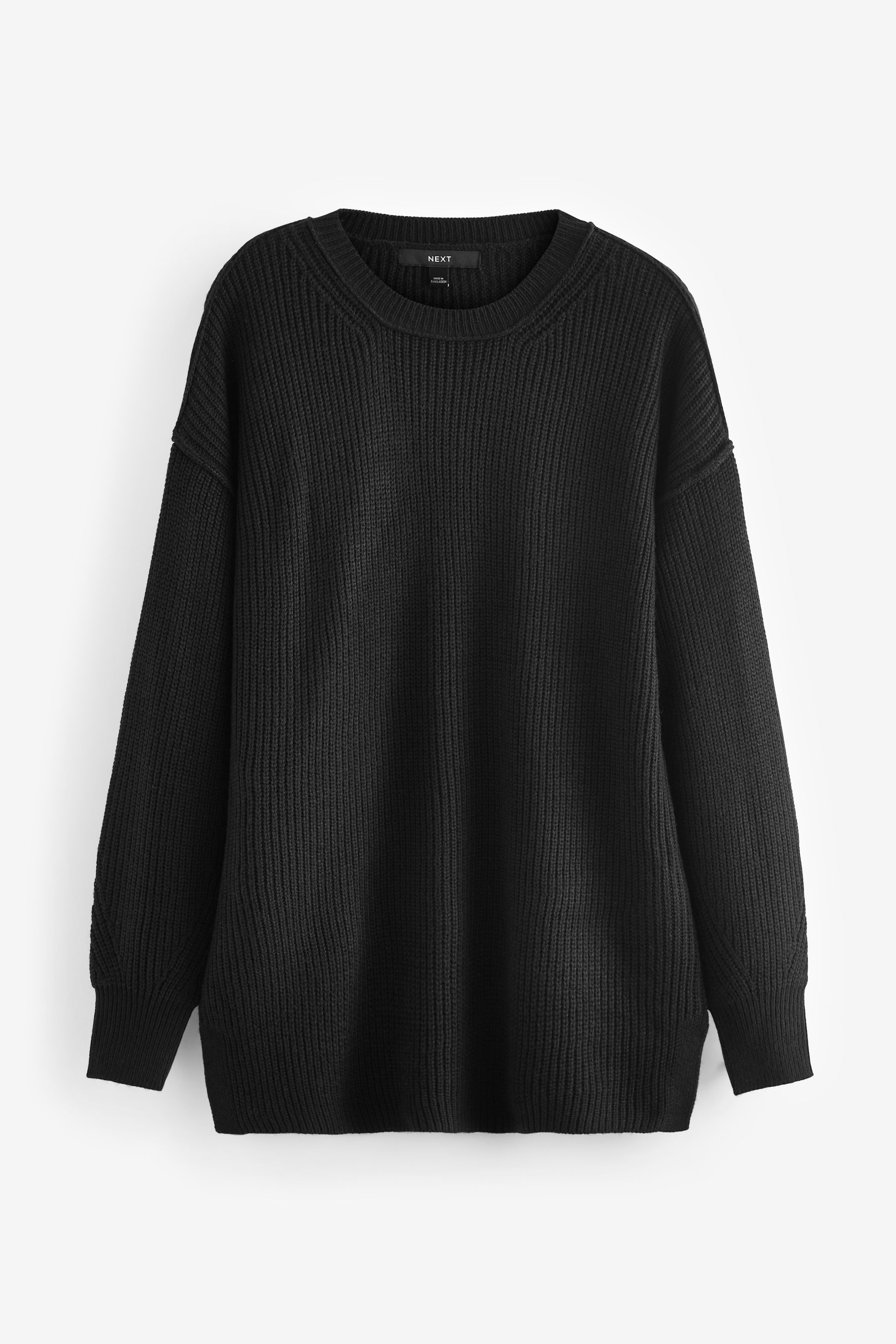 Buy Black Cosy Crew Neck Longline Tunic Knitted Jumper from the Next UK online shop