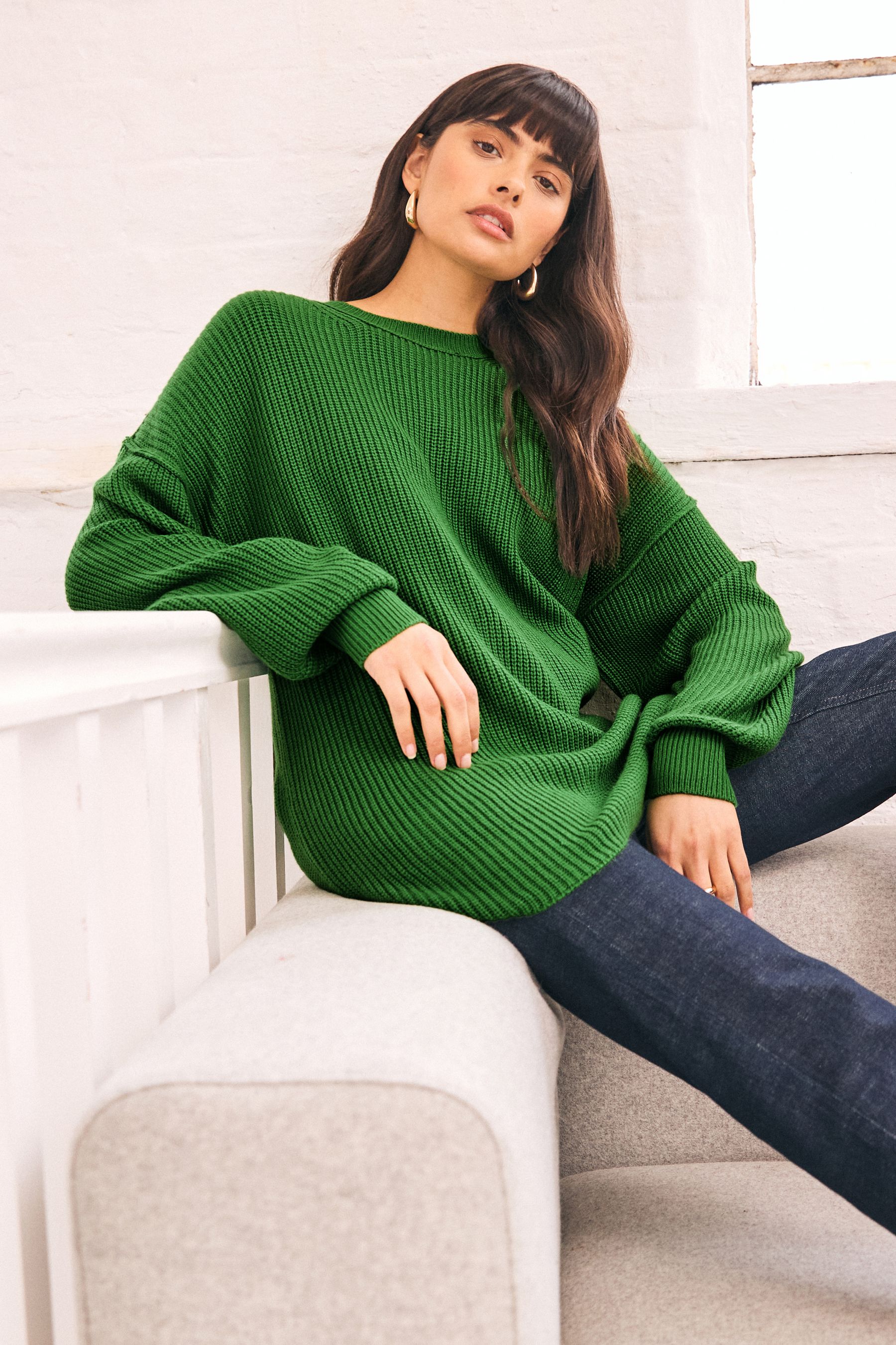 Green longline jumper outlet