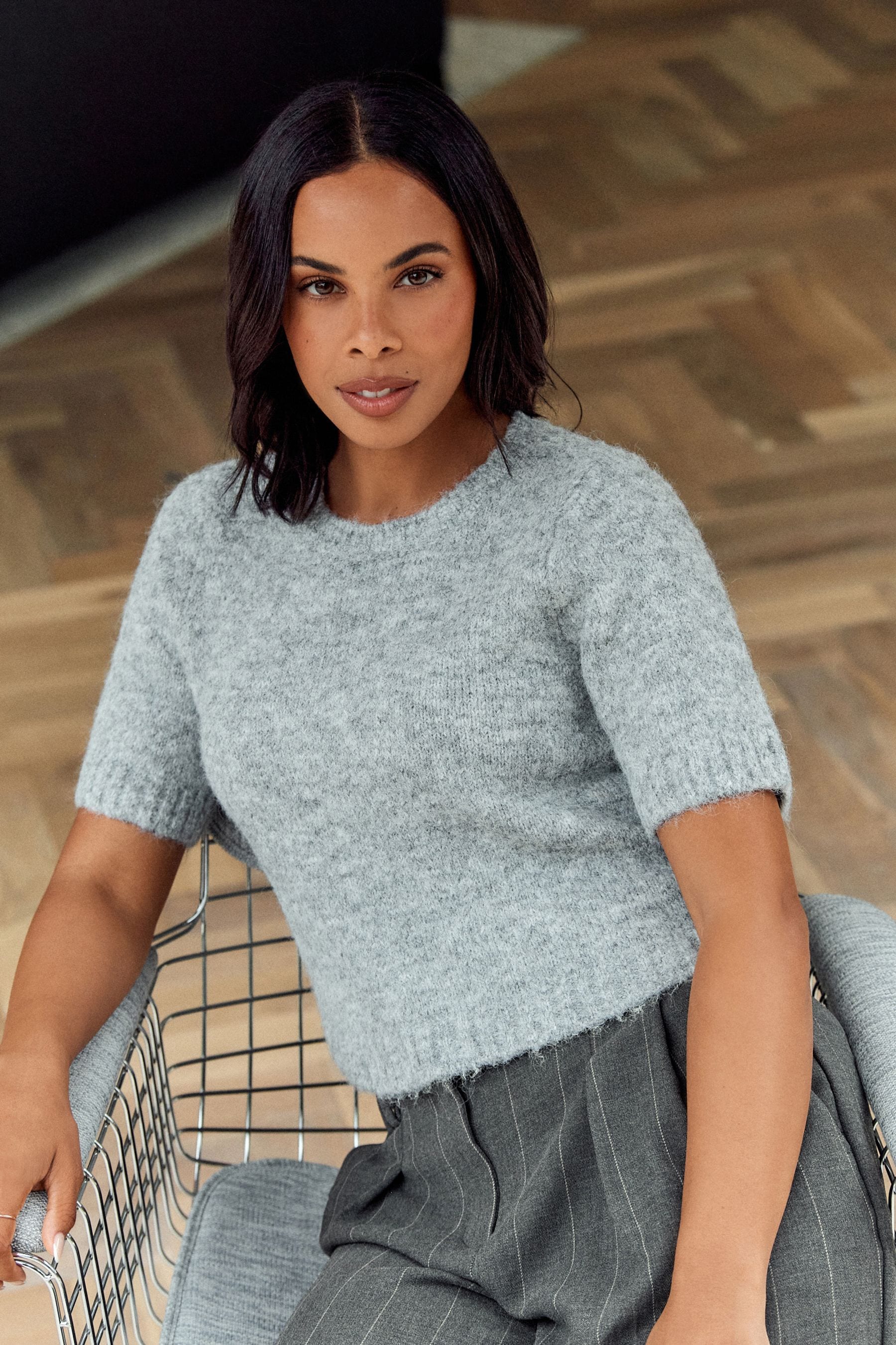 Grey short sleeve jumper new arrivals