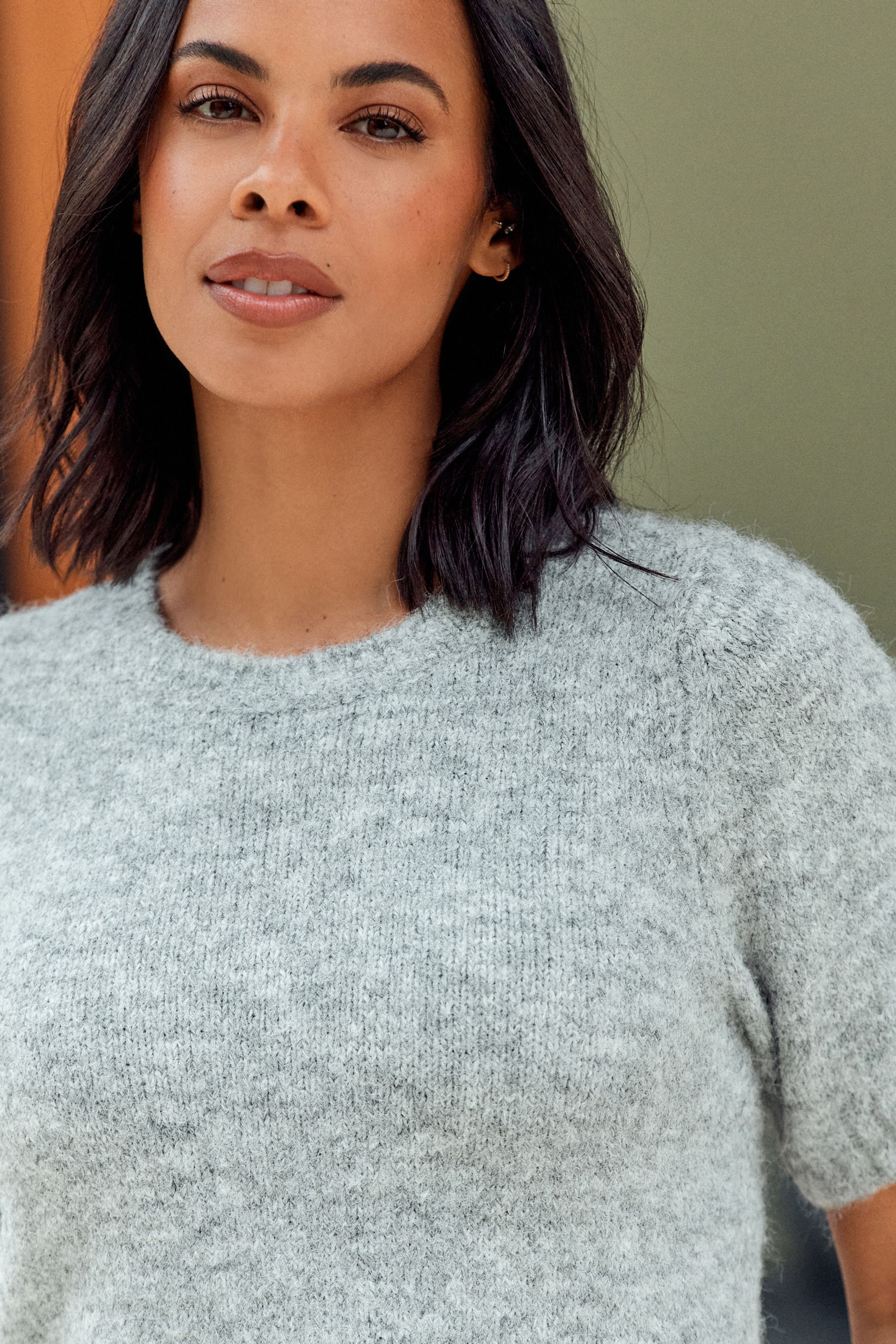 Buy Grey Short Sleeve Crew Neck Jumper With Wool from Next Luxembourg