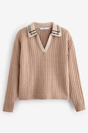 Maro - Polo V-Neck Collared Cable Knit Jumper - Image 7 of 8