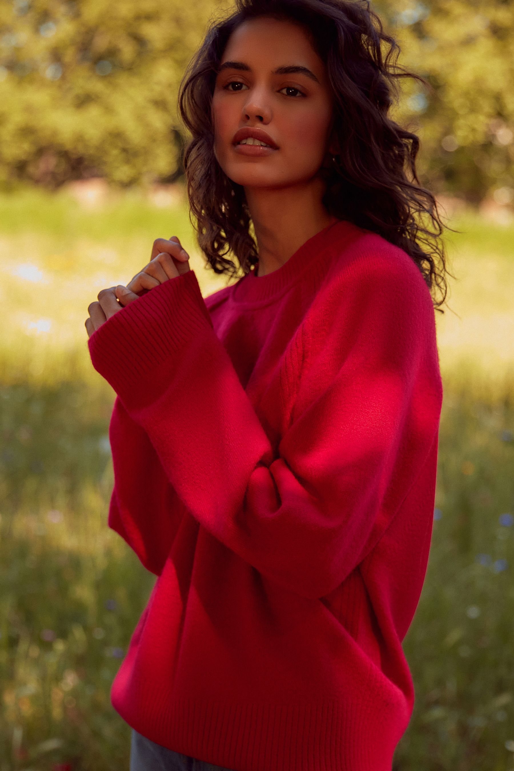 Red crew neck jumper new arrivals