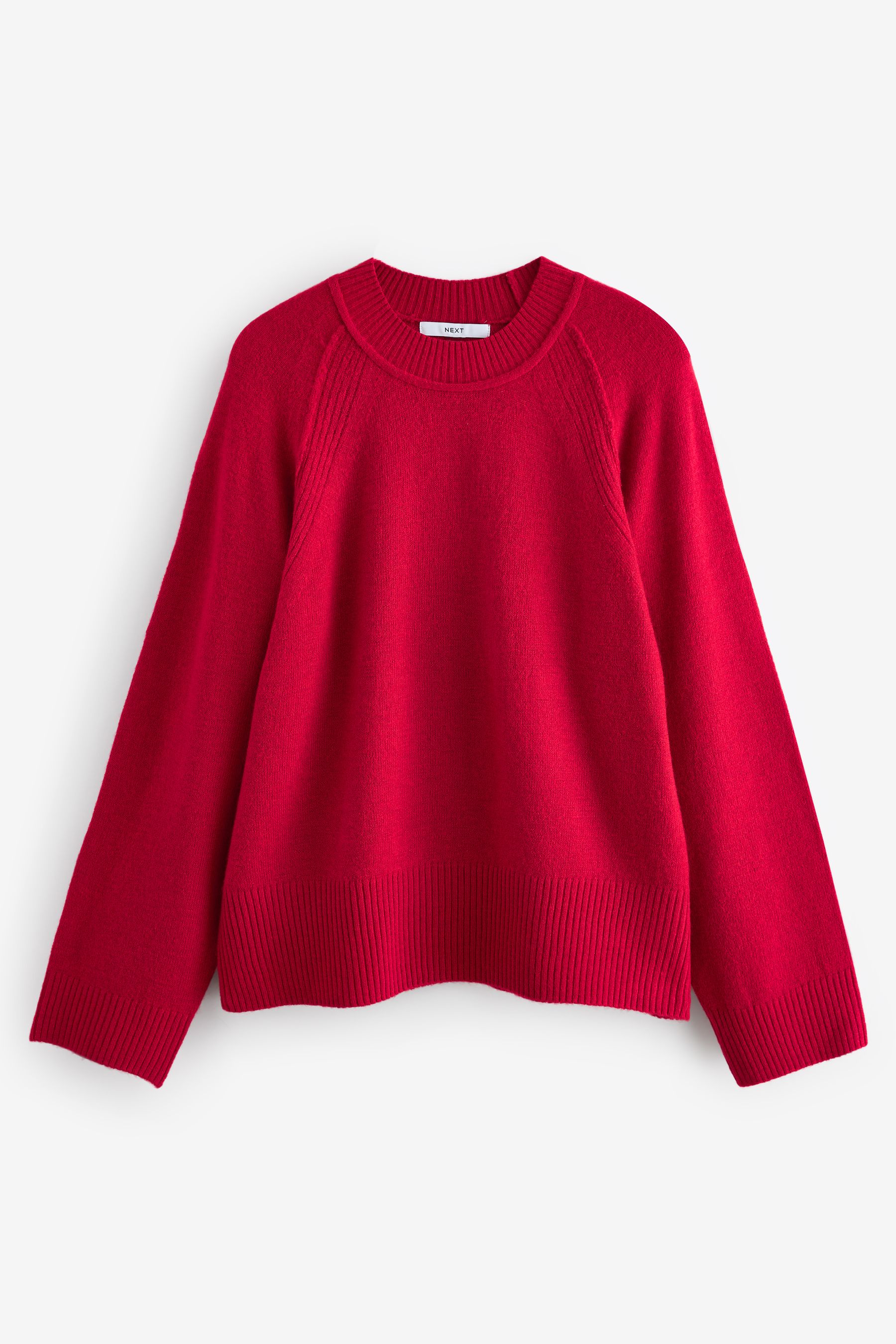 Buy Red Seam Detail Crew Neck Jumper with Wool from the Next UK online shop
