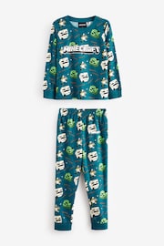 Teal Blue Minecraft Single Soft Touch Fleece Pyjamas with Elastane (5-16yrs) - Image 4 of 7