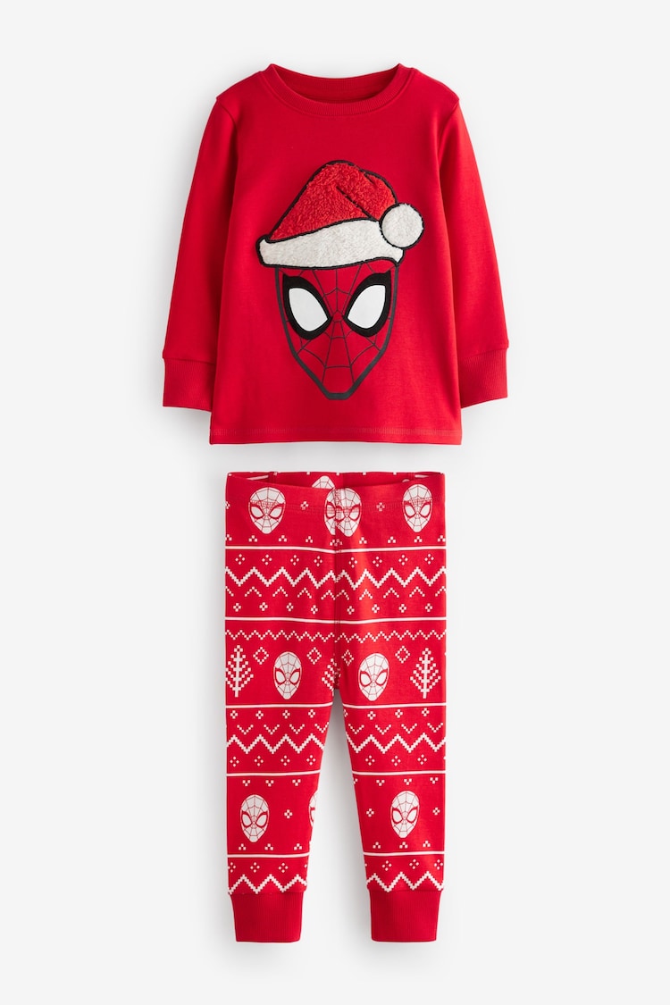 Red Christmas Spiderman 100% Cotton Single Snuggle Pyjamas (12mths-10yrs) - Image 1 of 3