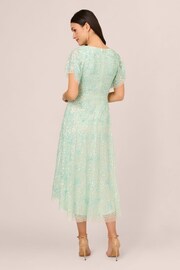 Adrianna Papell Green Beaded Mesh Wrap Dress - Image 2 of 7