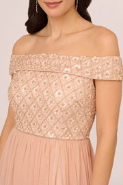 Adrianna Papell Pink Off Shoulder Bead Gown - Image 5 of 7