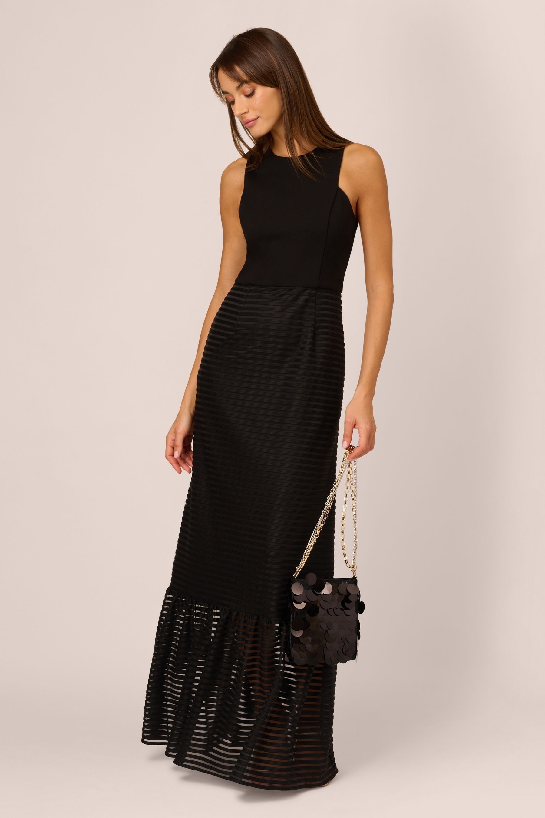Calvin klein shadow stripe maxi dress best sale