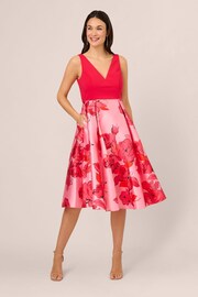 Adrianna Papell Pink Printed Midi Dress - Image 1 of 7