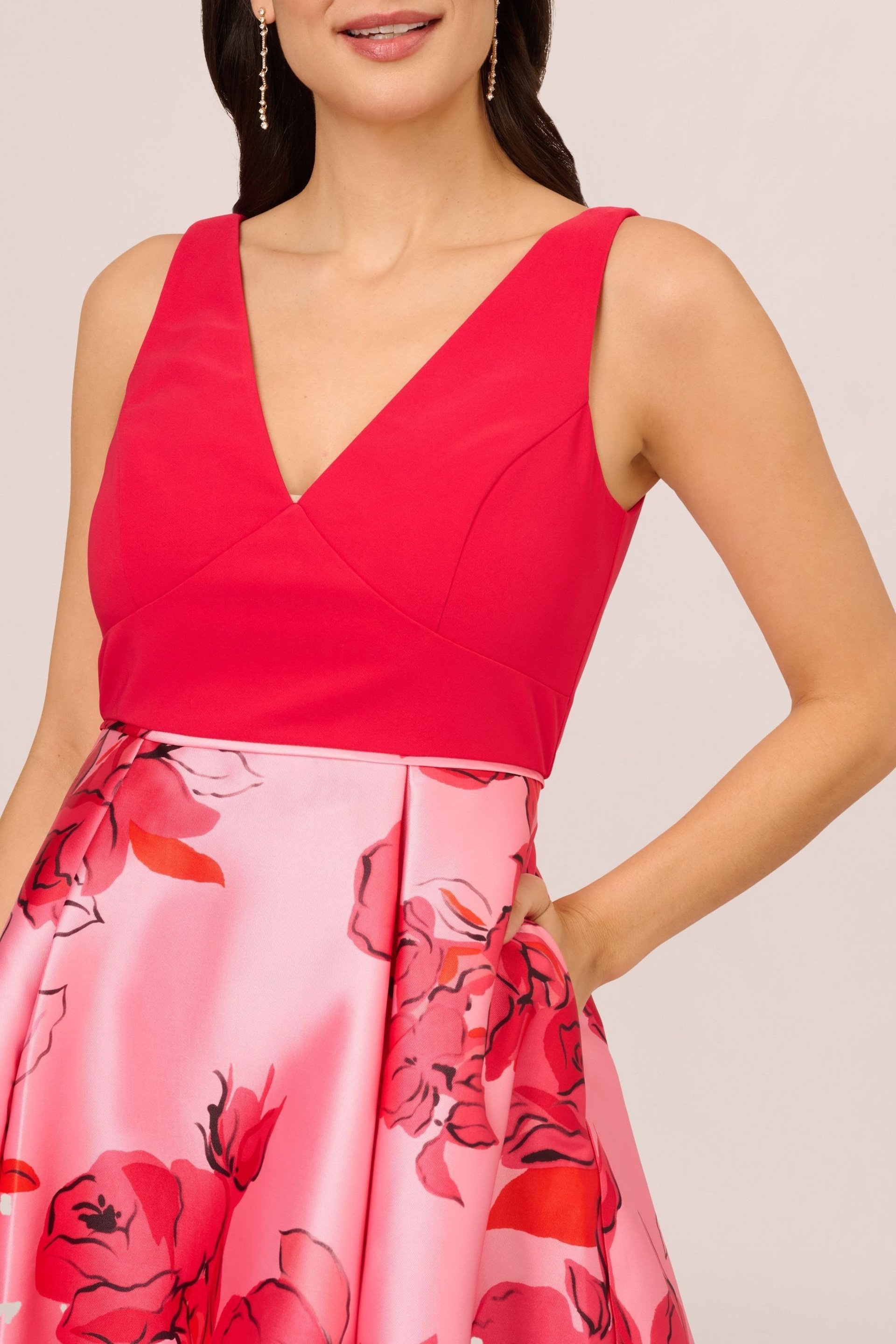 Adrianna Papell Pink Printed Midi Dress - Image 4 of 7