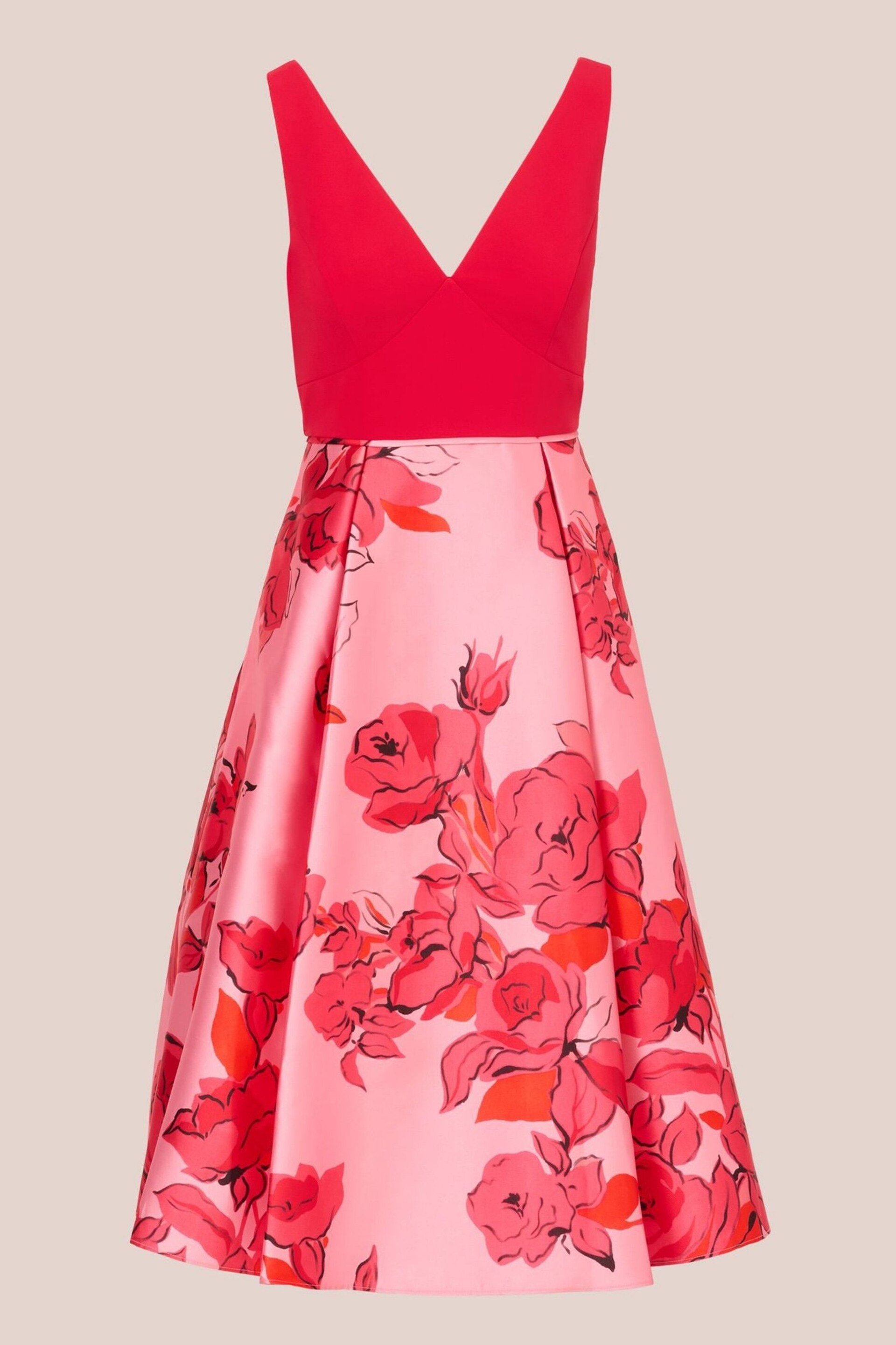 Adrianna Papell Pink Printed Midi Dress - Image 6 of 7