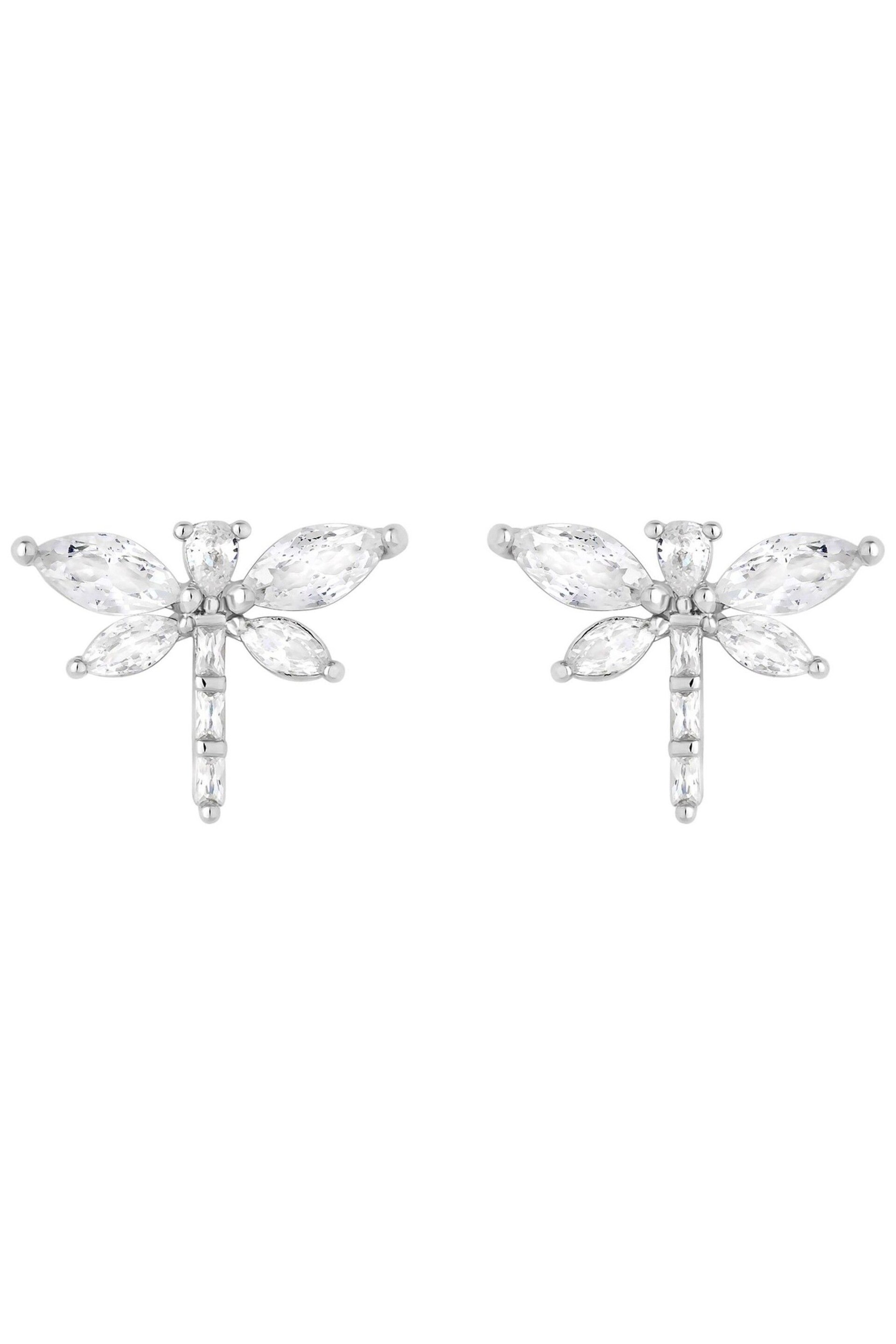 Jon Richard Silver Tone Cubic Zirconia Crystal Dragonfly Stud Earrings - Image 1 of 3