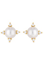 Jon Richard Gold Tone Cubic Zirconia And Pearl Centre Stud Earrings - Image 1 of 2