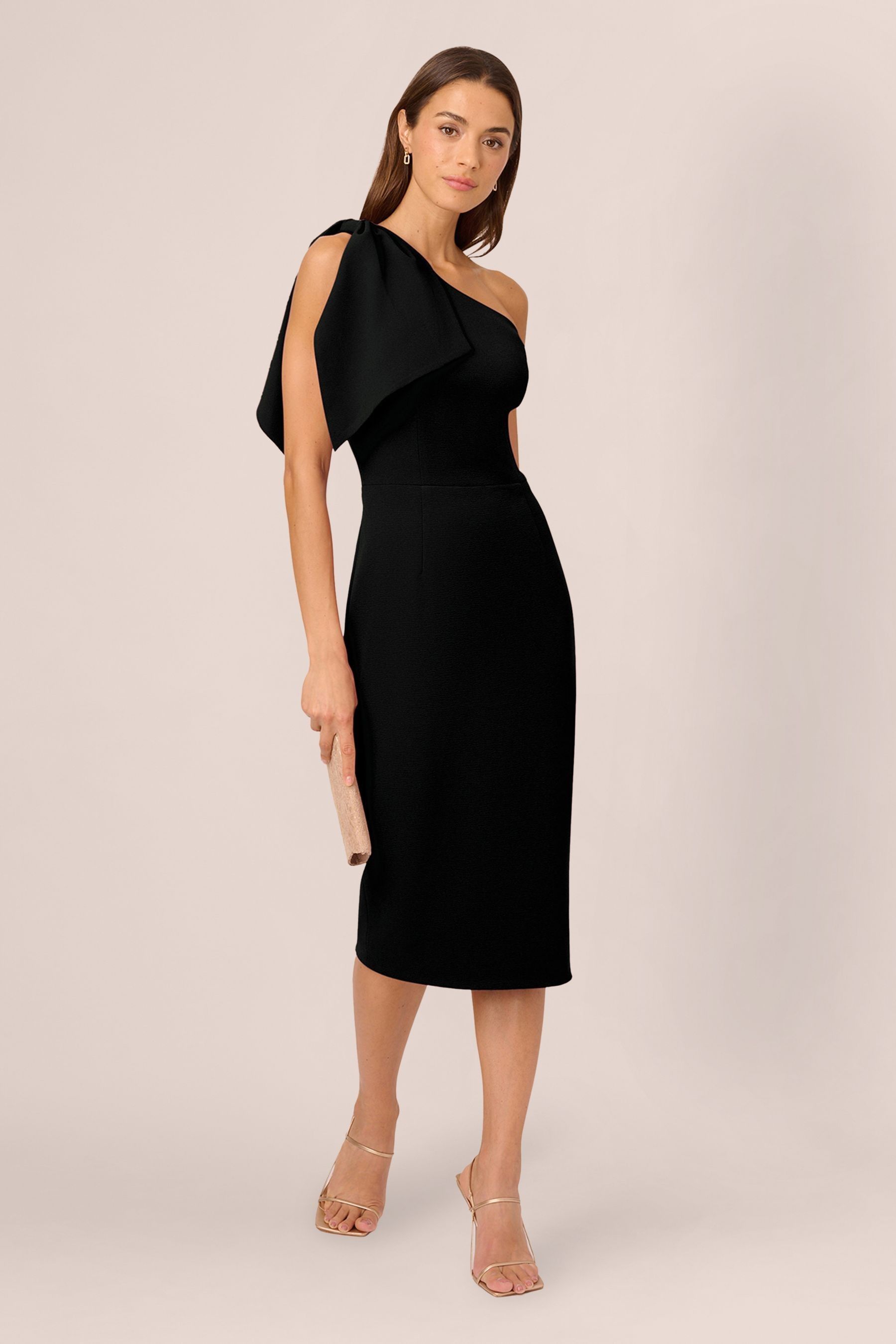 Buy Adrianna Papell One Shoulder Bow Black Midi Dress from Next Luxembourg