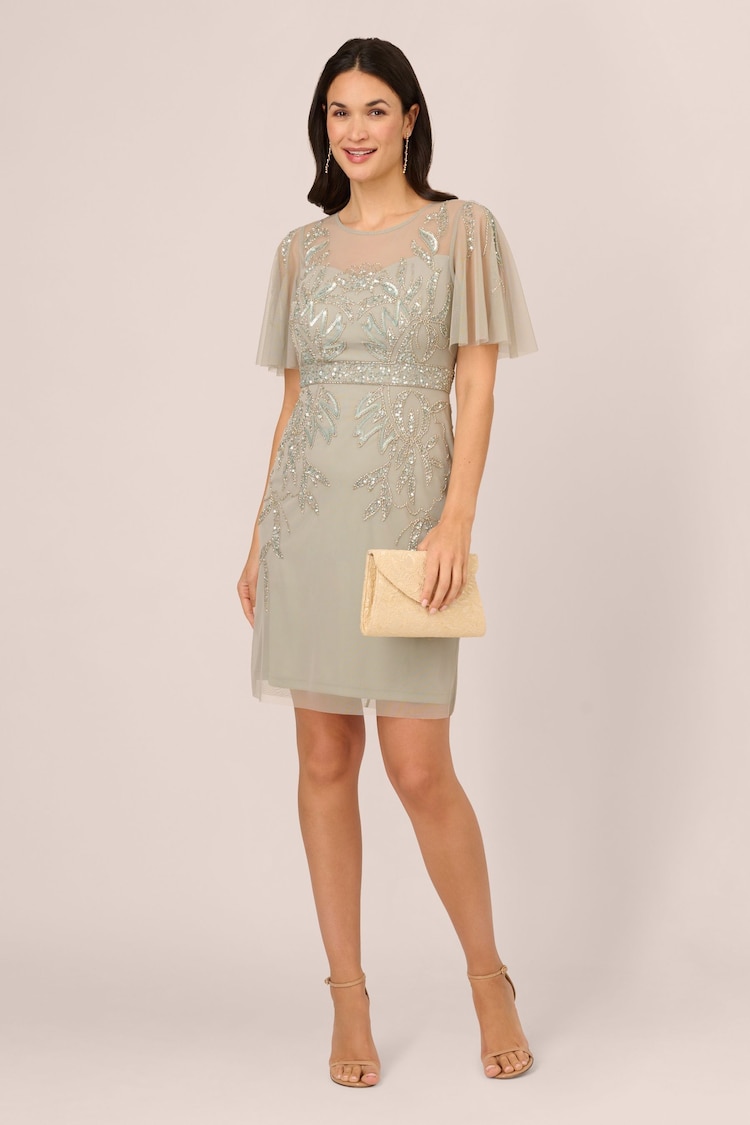 Adrianna Papell Cream Studio Beaded Cocktail Dress - Image 1 of 6