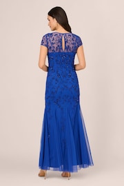 Adrianna Papell Blue Studio Bead Mesh Godet Gown - Image 2 of 7