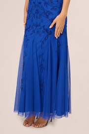 Adrianna Papell Blue Studio Bead Mesh Godet Gown - Image 5 of 7