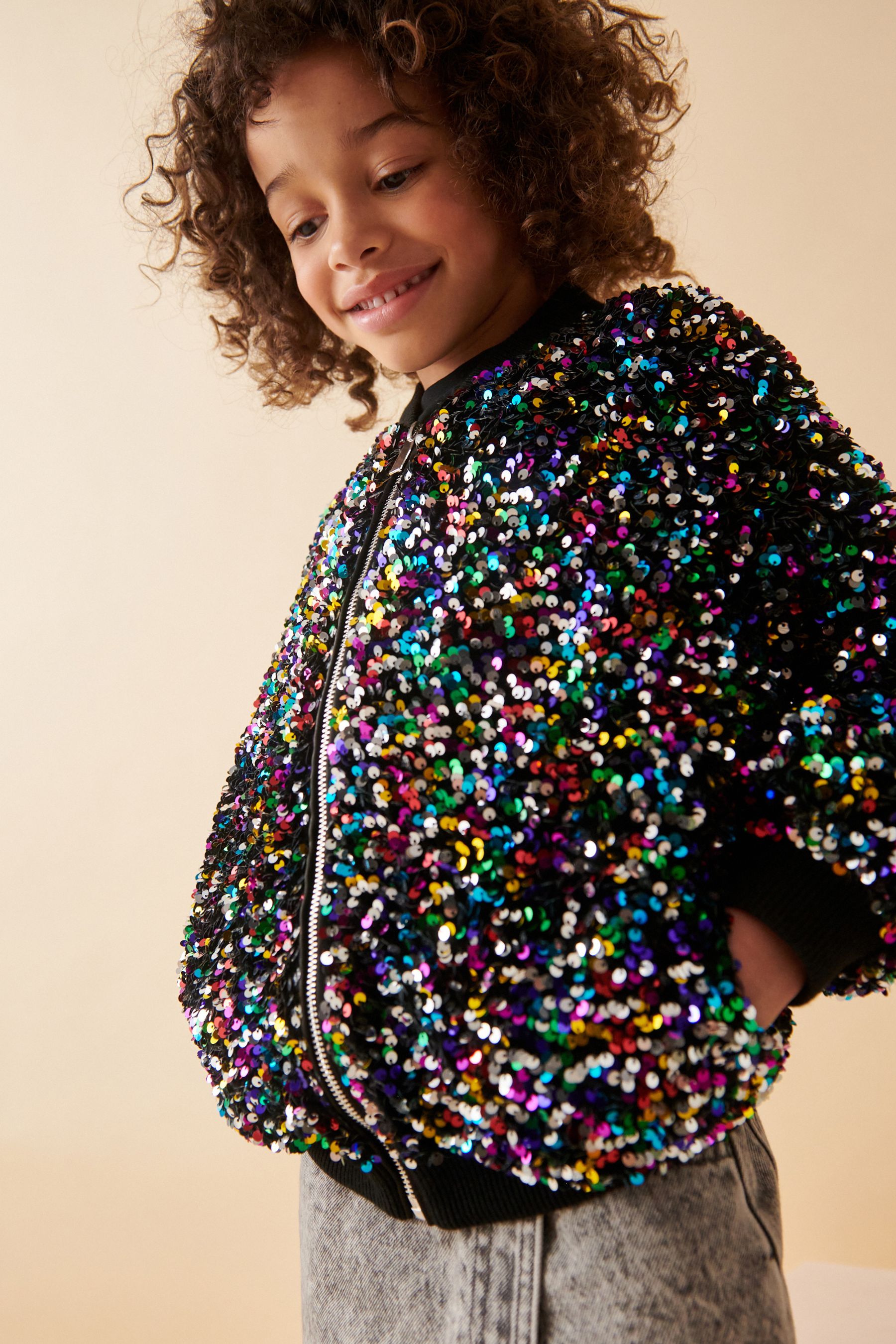 Multi Sequin Bomber Jacket 3 16yrs