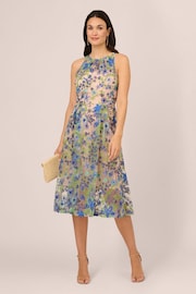 Adrianna Papell Blue Embroidered Fit And Flare Dress - Image 3 of 7