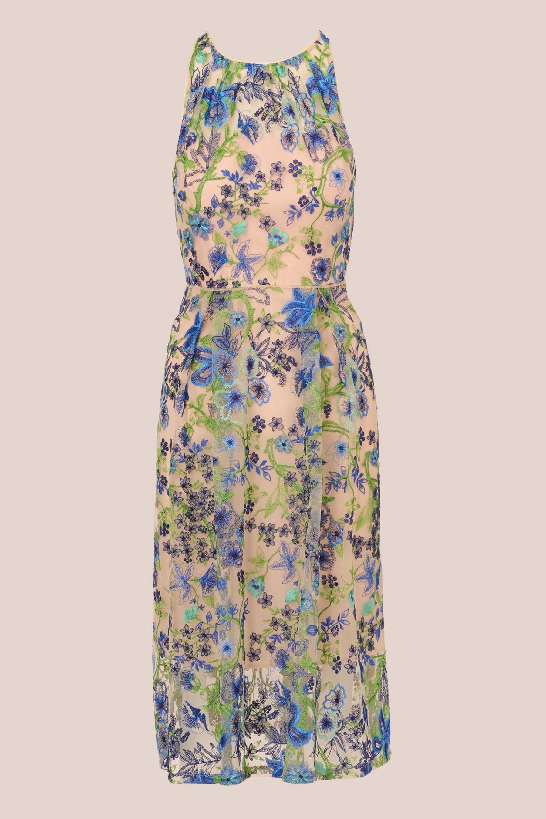 Buy Adrianna Papell Blue Embroidered Fit And Flare Dress from Next Luxembourg
