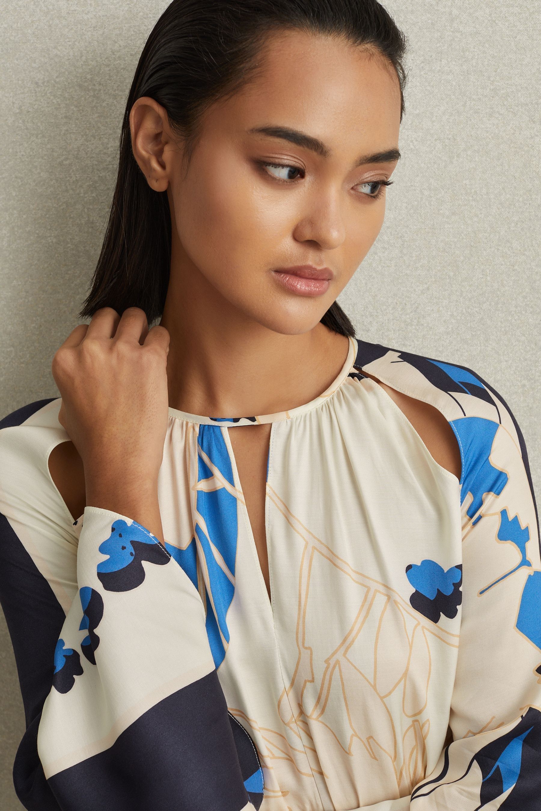 Buy Reiss Navy Blue Sasha Printed Side Tie Mini Dress from the Next UK online shop