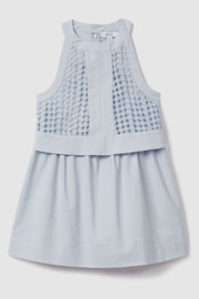 Reiss Blue Eden Junior Embroidered Halter Neck Dress - Image 2 of 4