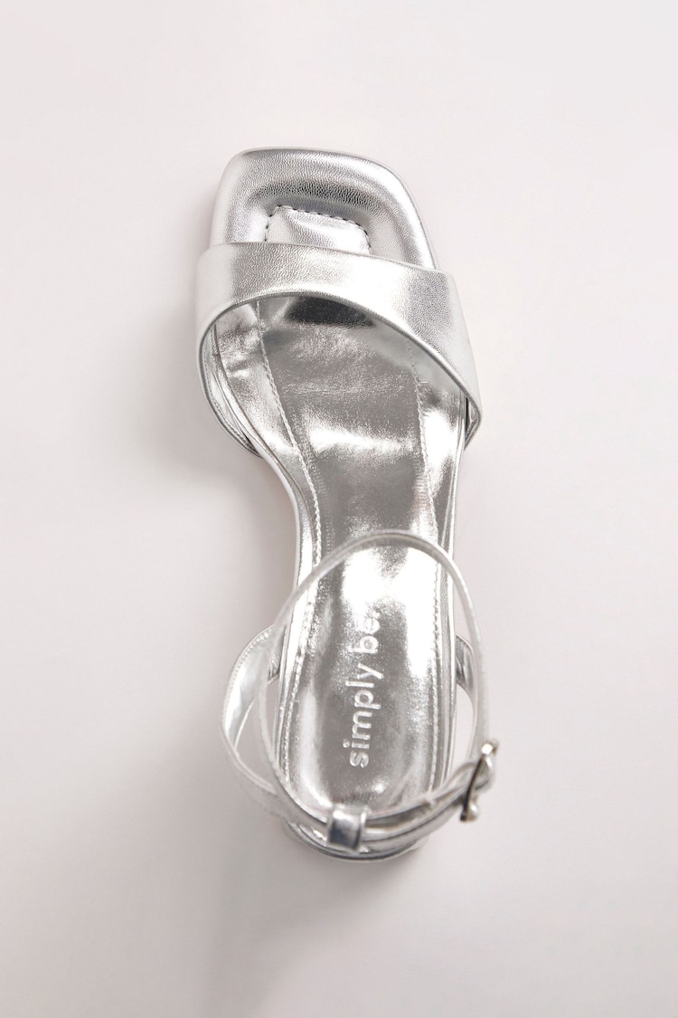 Simply Be Silver Regular/Wide Fit Barely There on Low Block Heels - Image 6 of 6