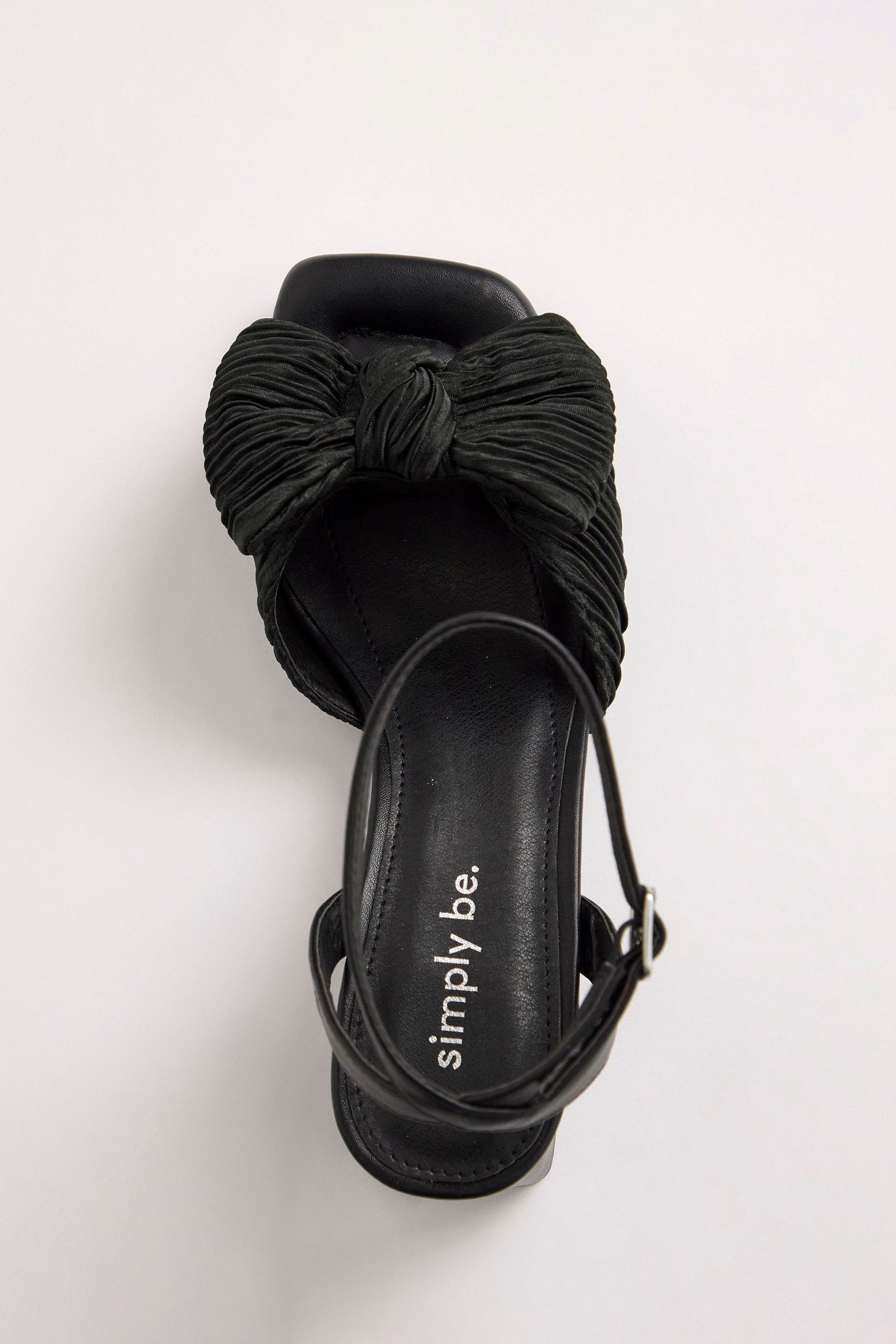 Buy Simply Be Black Standard Wide Fit Plisse Bow Low Occasion Heel Sandals from Next Malta