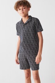 River Island Blue Boys Geo Texture Polo Set - Image 1 of 6