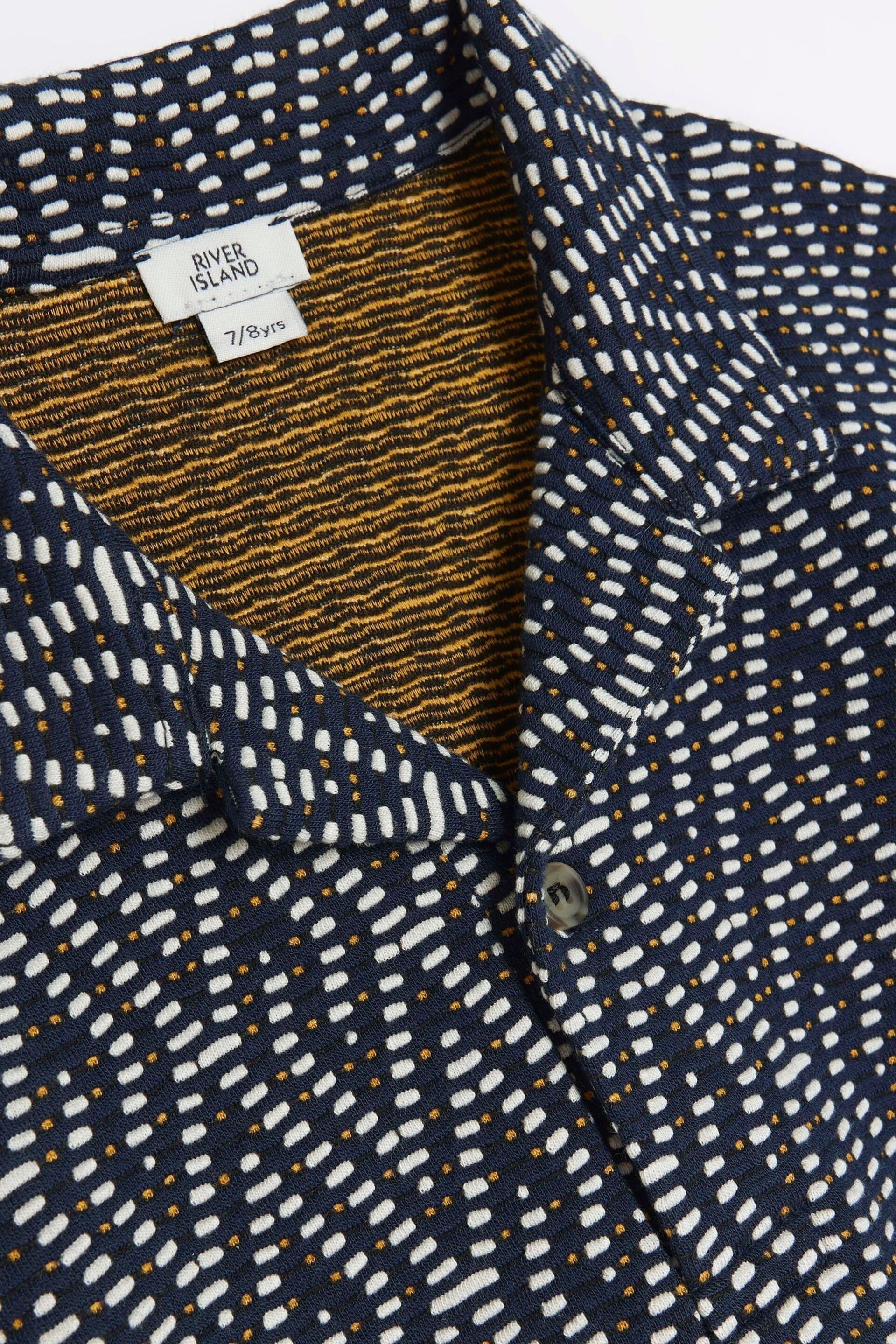 River Island Blue Boys Geo Texture Polo Set - Image 5 of 6