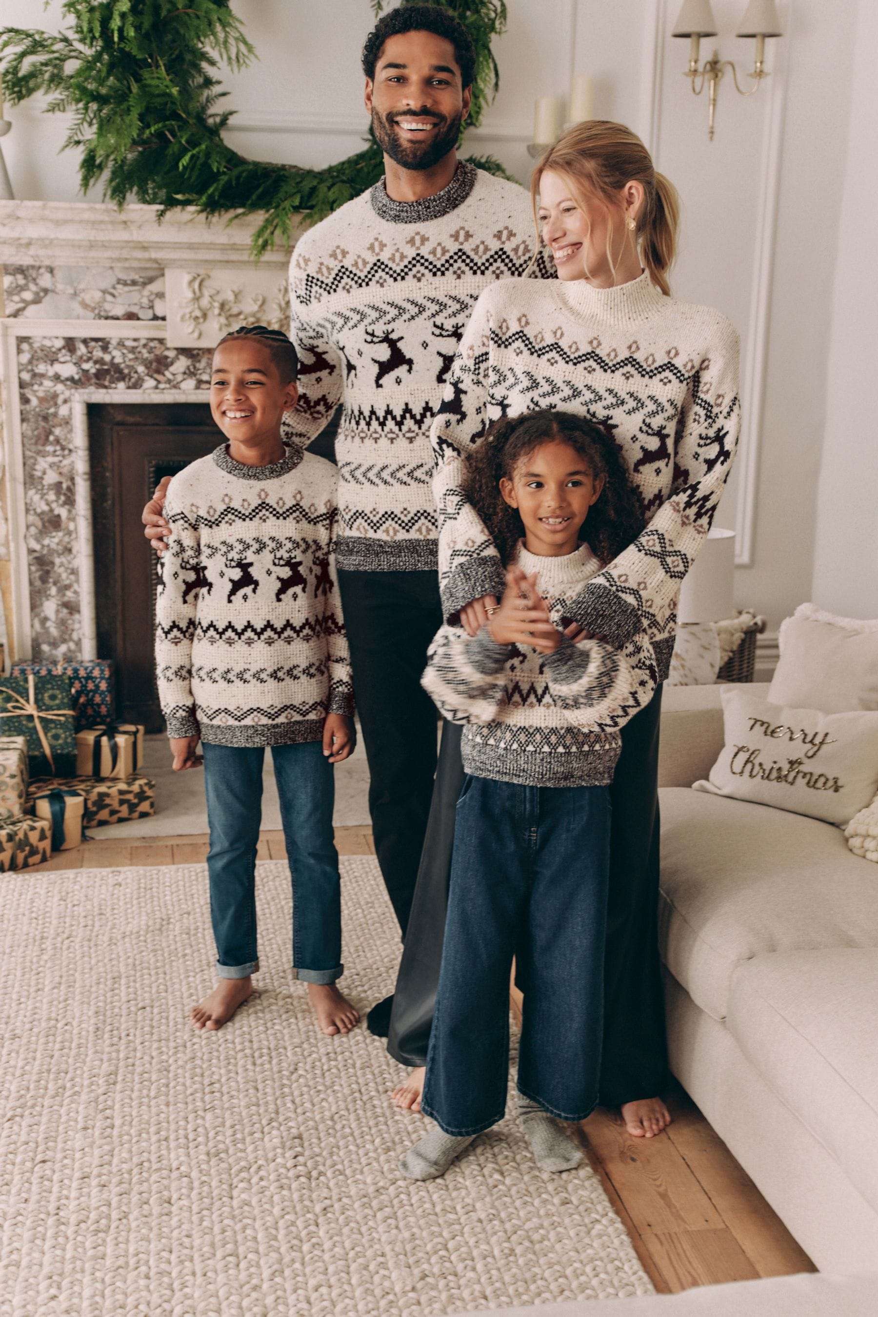 Buy Black White Matching Family Boys Christmas Fairisle Pattern Stag Jumper 3mths 16yrs from the Next UK online shop