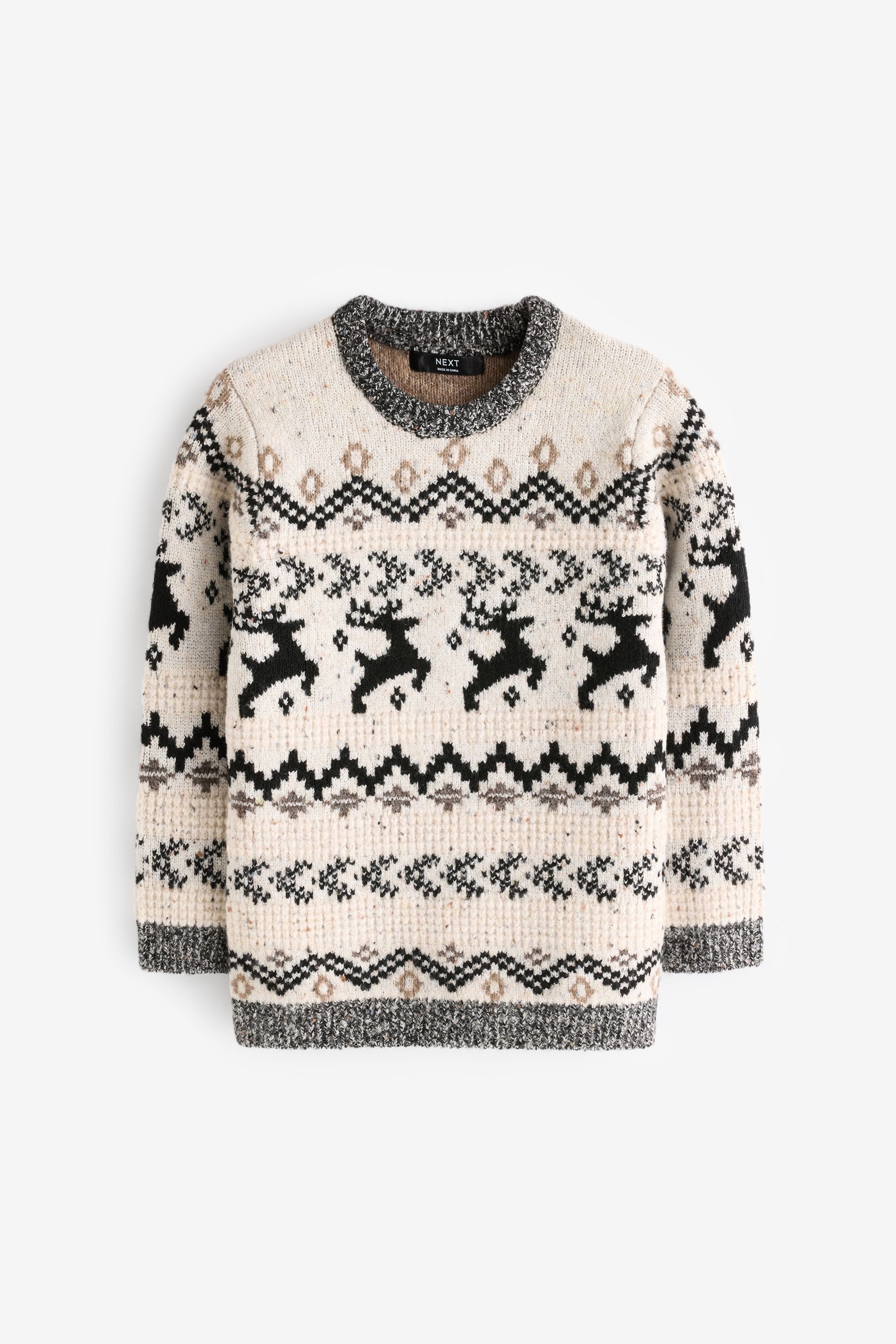 Buy Black White Matching Family Boys Christmas Fairisle Pattern Stag Jumper 3mths 16yrs from Next Ukraine