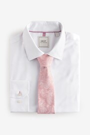 White/Pink Paisley Regular Fit Occasion Shirts And Ties Pack - Image 6 of 8