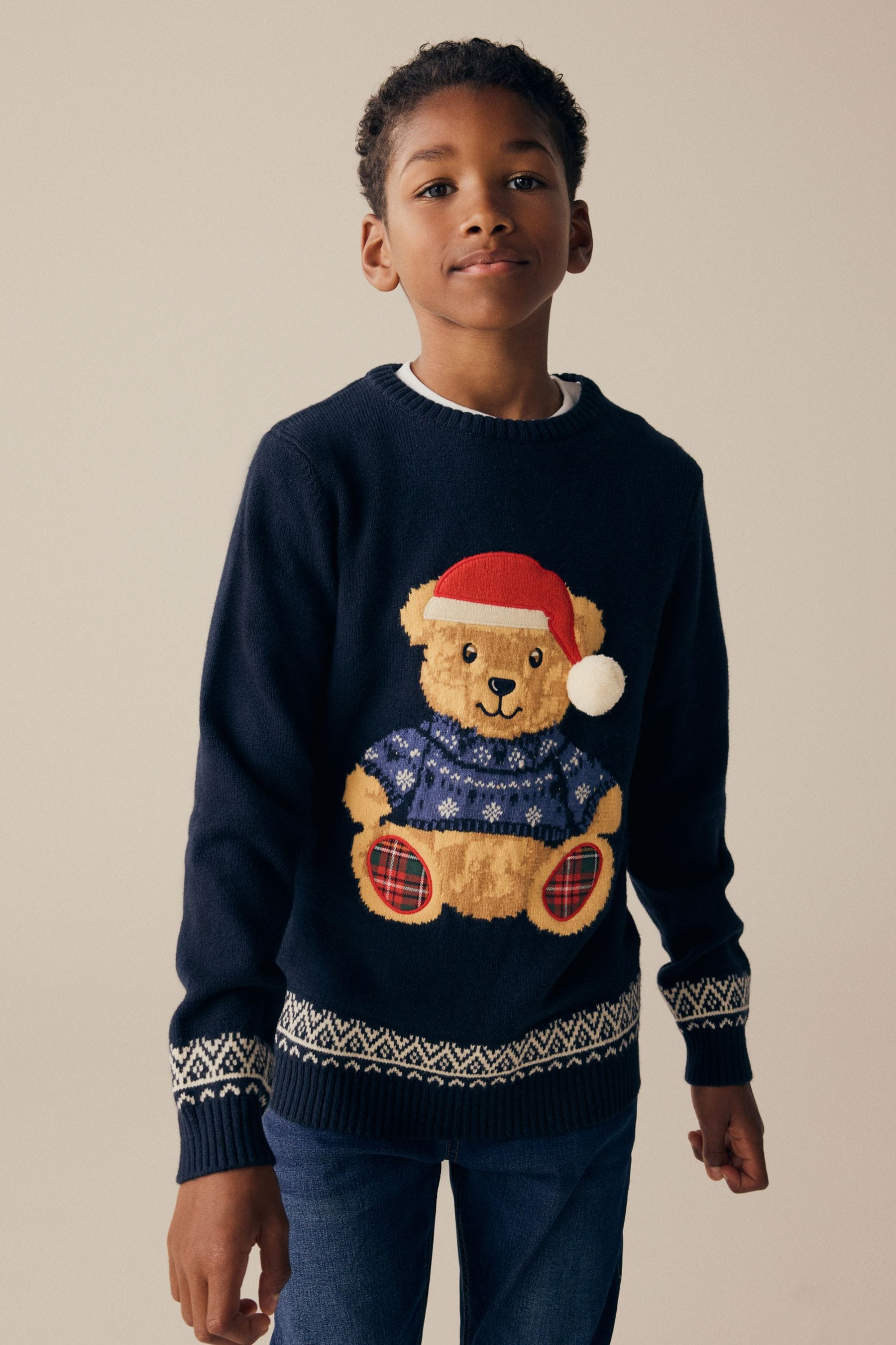 Buy Navy Blue Bear 100 Cotton Christmas Jumper 3 16yrs from the Next UK online shop