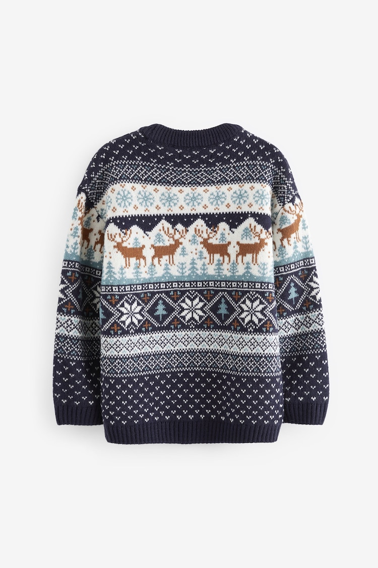 Navy Blue Fairisle Christmas Jumper (3mths-16yrs) - Image 2 of 6