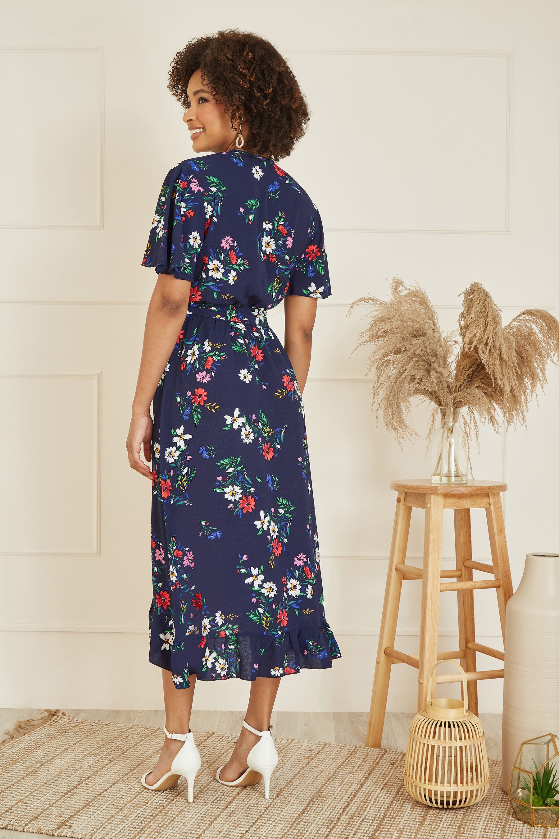 Wrap dress with frill hem on sale