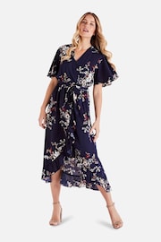 Mela Blue Floral Short Sleeve Maxi Dress - Image 3 of 4