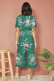 Mela Green Floral Print Jumpsuit With Angel Sleeves - Image 3 of 4